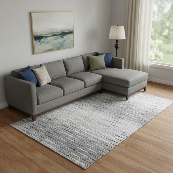 HomeRoots 8' X 10' Gray and Silver Abstract Washable Area Rug - Durable, Stain Resistant, UV Protected Design 665769