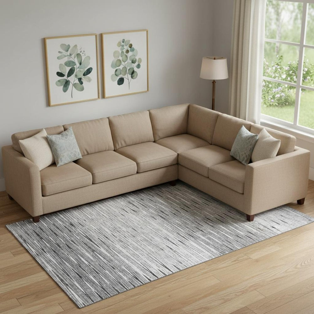 HomeRoots 9' X 12' Gray and Silver Abstract Area Rug - Stylish, Washable, UV-Protected Design for Homes 665770