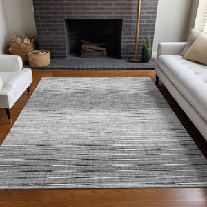 HomeRoots 9' X 12' Gray and Silver Abstract Area Rug - Stylish, Washable, UV-Protected Design for Homes 665770