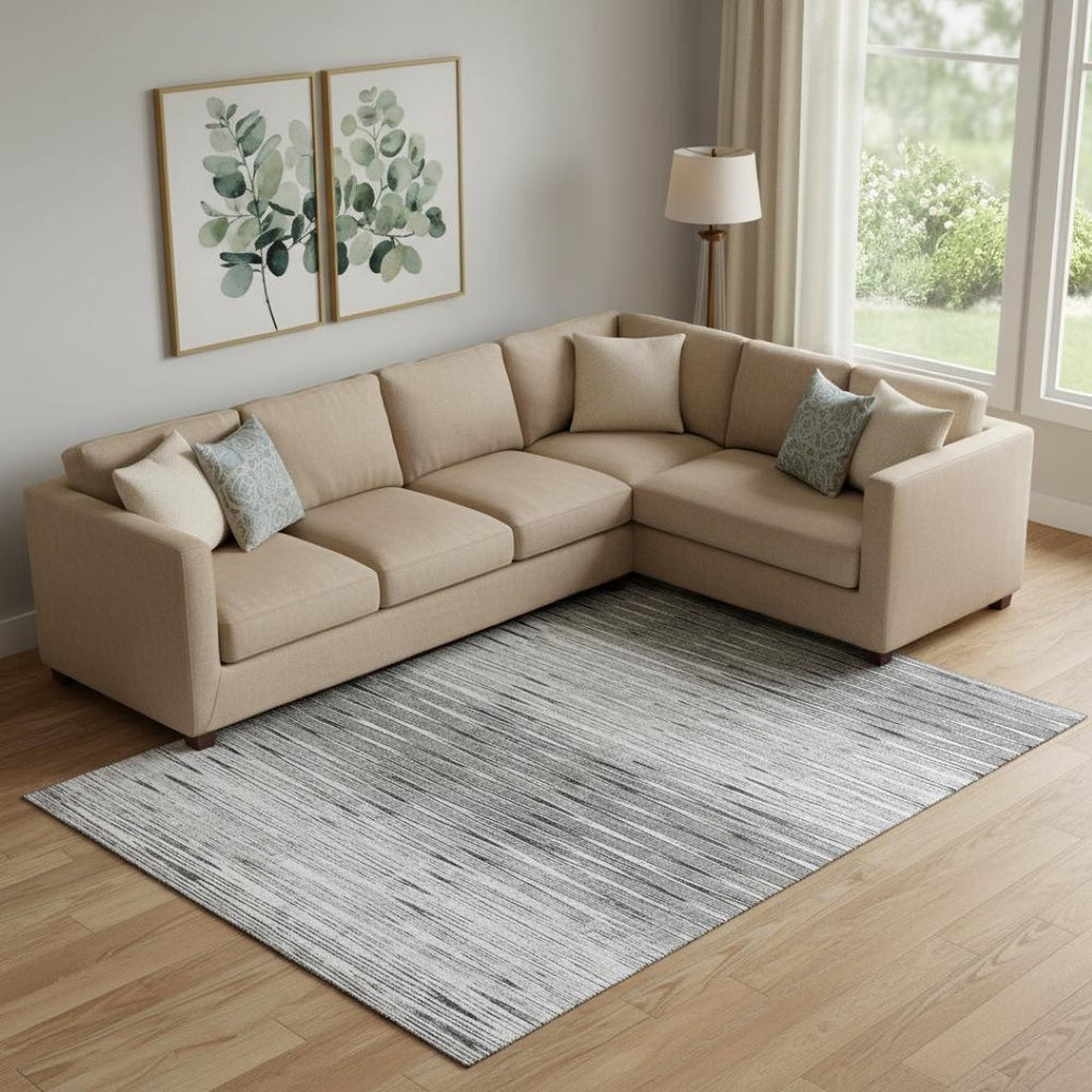 HomeRoots 10' X 14' Gray and Silver Abstract Area Rug – Durable, Washable, UV-Protected for High-Traffic Homes 665771