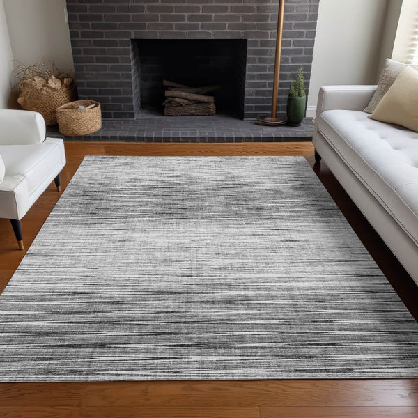 HomeRoots 10' X 14' Gray and Silver Abstract Area Rug – Durable, Washable, UV-Protected for High-Traffic Homes 665771
