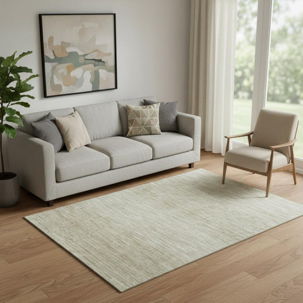 HomeRoots 5' X 8' Khaki and Beige Abstract Washable Area Rug - Durable, UV-Protected for Modern Homes & Families 665773