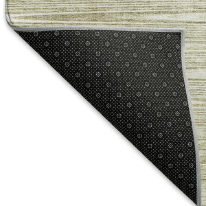 HomeRoots 5' X 8' Khaki and Beige Abstract Washable Area Rug - Durable, UV-Protected for Modern Homes & Families 665773