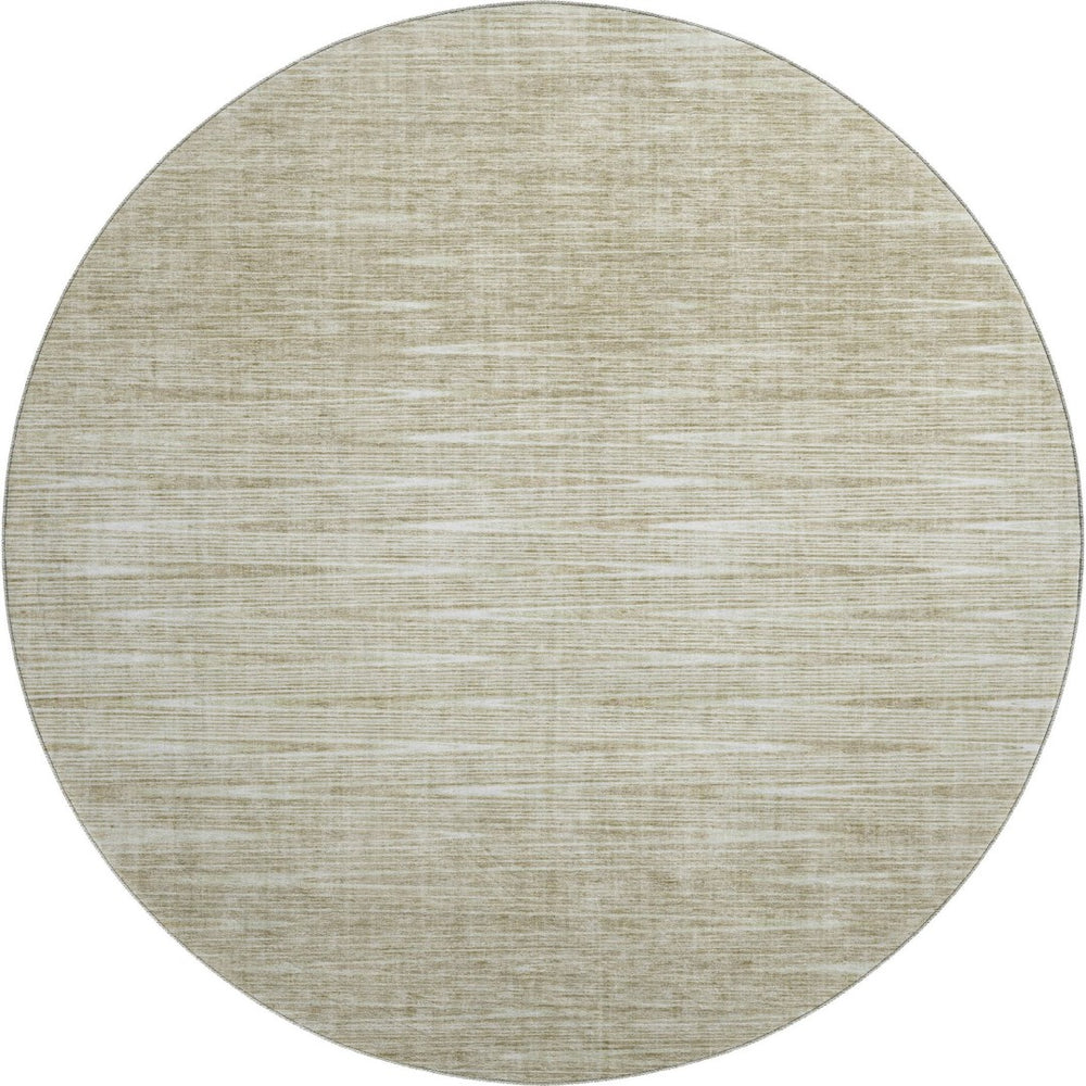 HomeRoots 8' Khaki and Beige Abstract Round Rug - Washable, UV Protected, Modern Design for Family Homes 665774