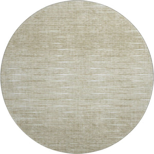 HomeRoots 8' Khaki and Beige Abstract Round Rug - Washable, UV Protected, Modern Design for Family Homes 665774