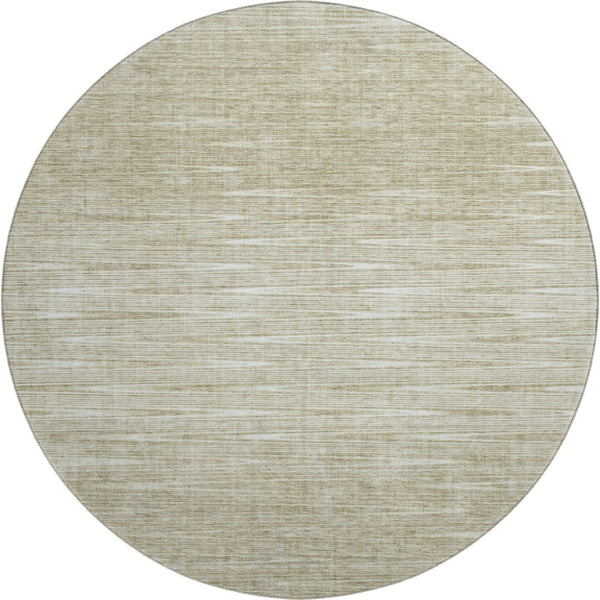 HomeRoots 8' Khaki and Beige Abstract Round Rug - Washable, UV Protected, Modern Design for Family Homes 665774