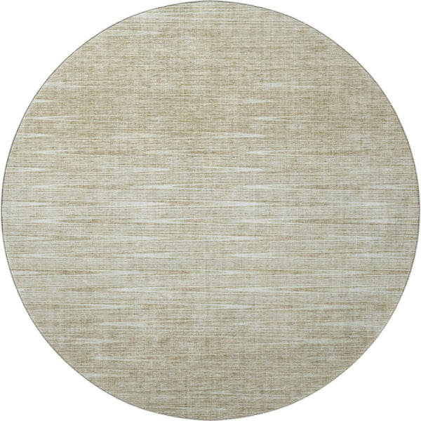 HomeRoots 8' Khaki and Beige Abstract Round Rug - Washable, UV Protected, Modern Design for Family Homes 665774