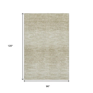 HomeRoots 8' X 10' Washable Khaki & Beige Abstract Area Rug with UV Protection for Modern Homes & Patios 665775