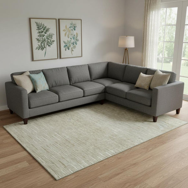 HomeRoots 8' X 10' Washable Khaki & Beige Abstract Area Rug with UV Protection for Modern Homes & Patios 665775