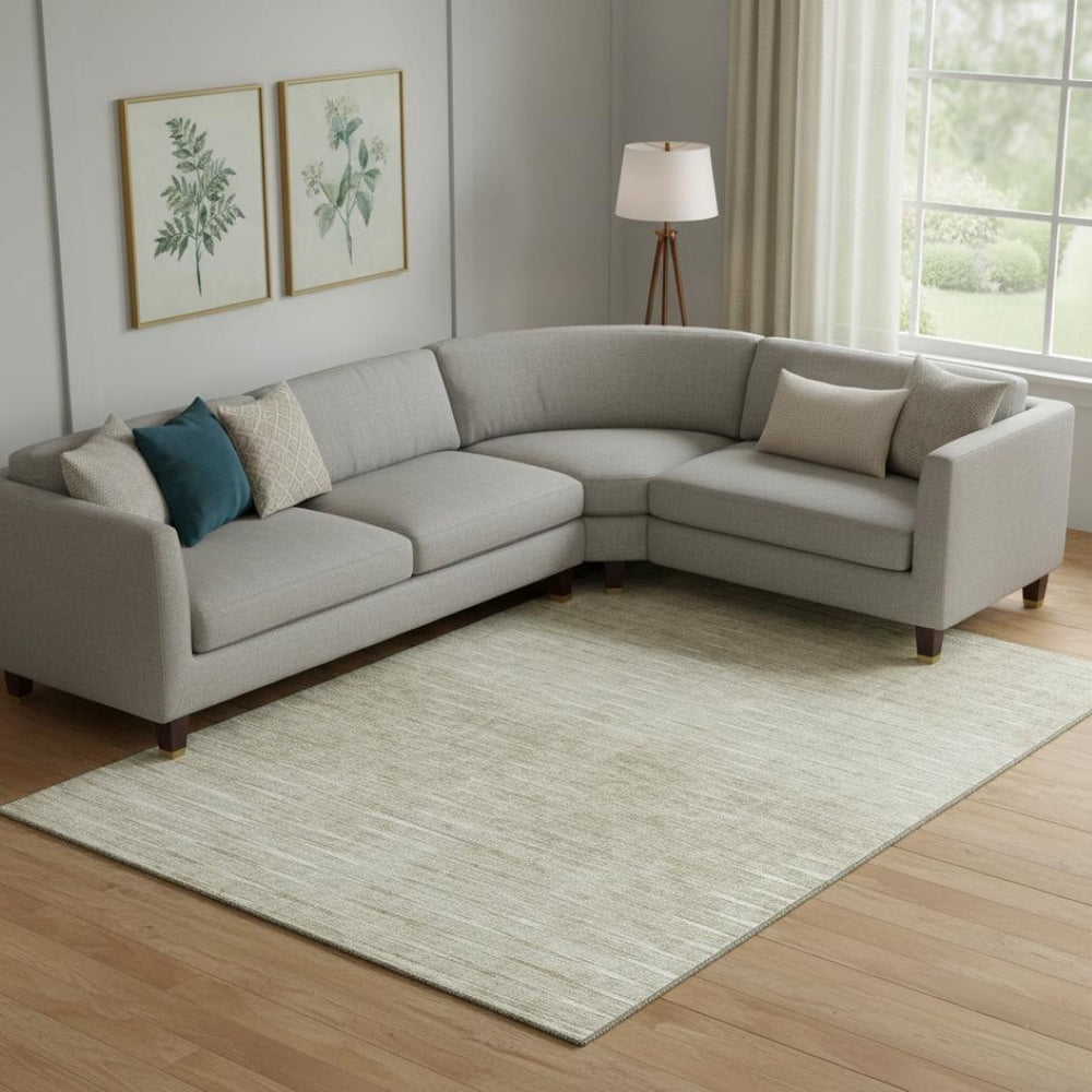 HomeRoots 9' X 12' Khaki Beige Abstract Area Rug - Washable, Stain Resistant, UV Protected for Modern Homes 665776