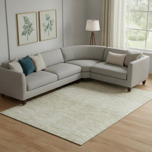 HomeRoots 9' X 12' Khaki Beige Abstract Area Rug - Washable, Stain Resistant, UV Protected for Modern Homes 665776