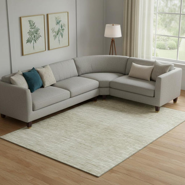 HomeRoots 9' X 12' Khaki Beige Abstract Area Rug - Washable, Stain Resistant, UV Protected for Modern Homes 665776