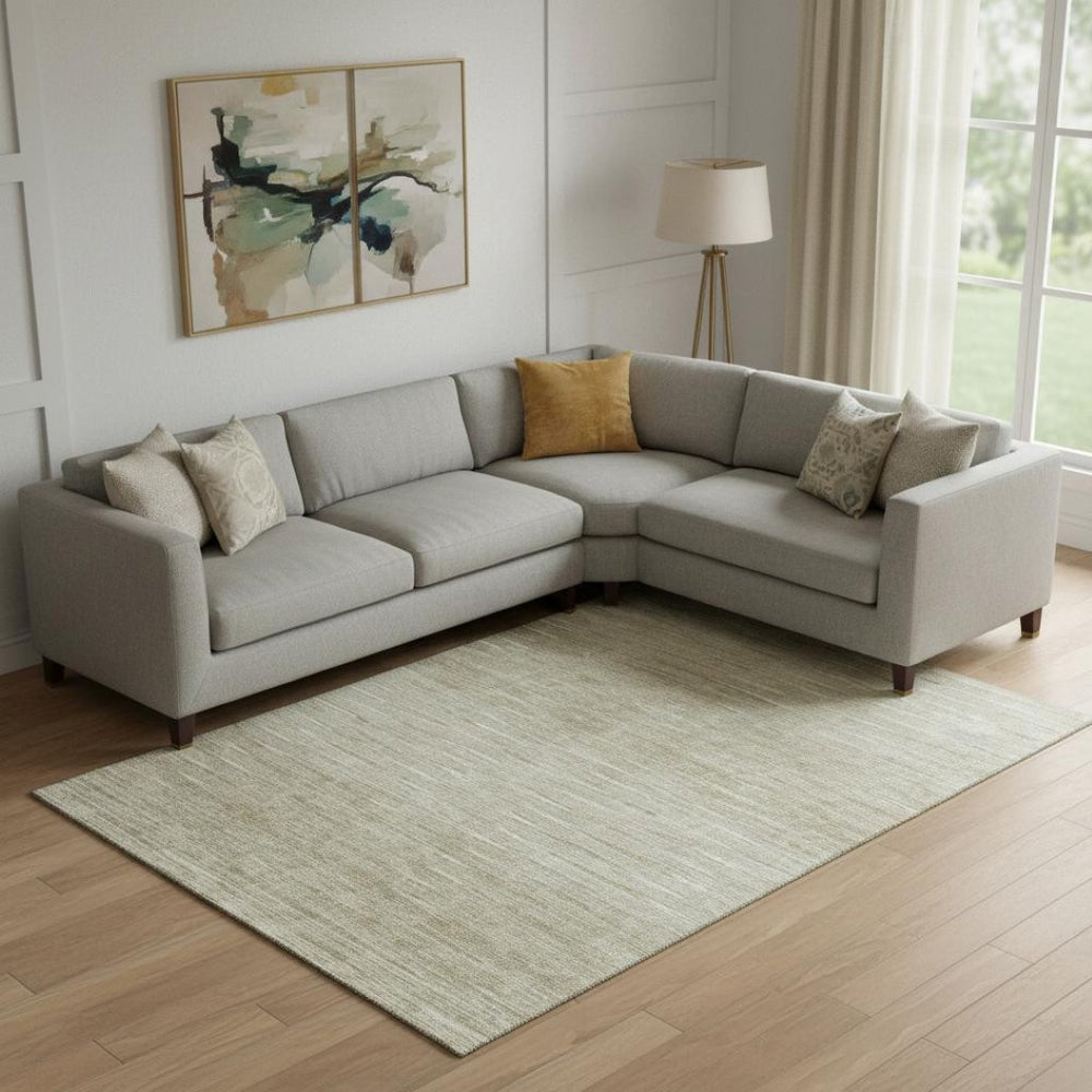 HomeRoots 10' X 14' Khaki And Beige Abstract Area Rug - Washable, Stain Resistant & UV Protected for Durability 665777