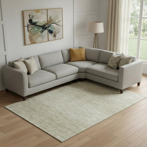 HomeRoots 10' X 14' Khaki And Beige Abstract Area Rug - Washable, Stain Resistant & UV Protected for Durability 665777