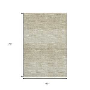 HomeRoots 10' X 14' Khaki And Beige Abstract Area Rug - Washable, Stain Resistant & UV Protected for Durability 665777