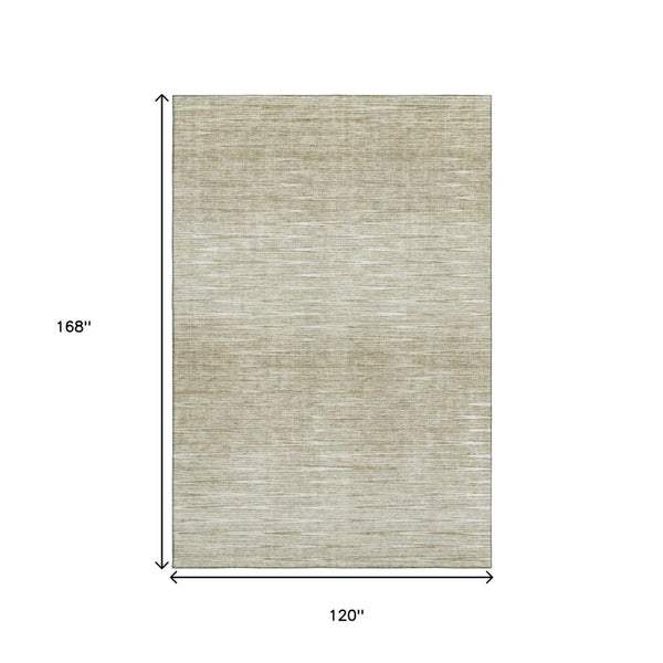HomeRoots 10' X 14' Khaki And Beige Abstract Area Rug - Washable, Stain Resistant & UV Protected for Durability 665777