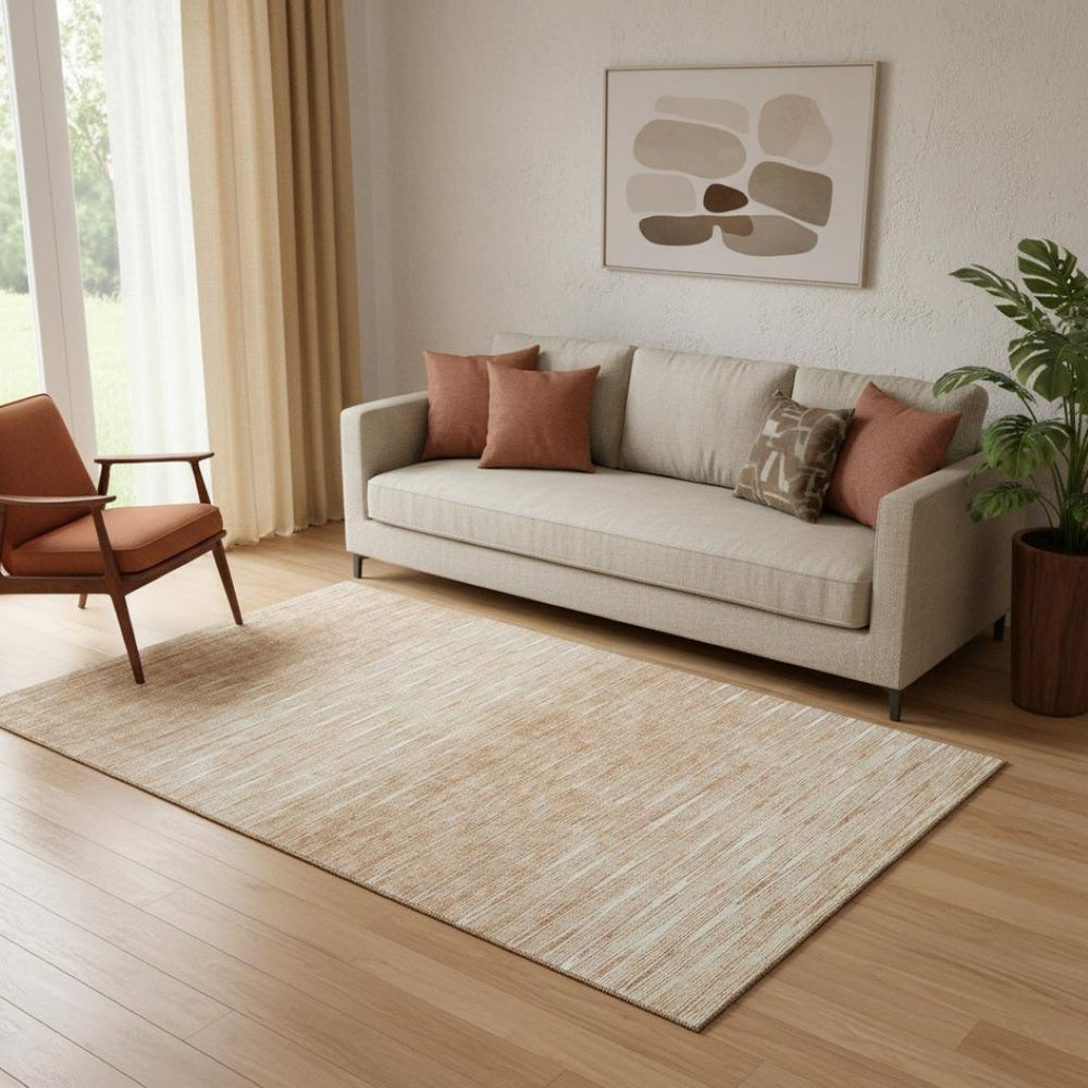 HomeRoots 5' X 8' Salmon and Ivory Abstract Area Rug - Washable, UV Protected, Stylish, Durable Home Décor 665779