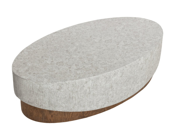 Sunpan Leda Coffee Table - Handcrafted Concrete Design With Marble Texture And Realistic Wood Base Finish Grey Concrete 111944