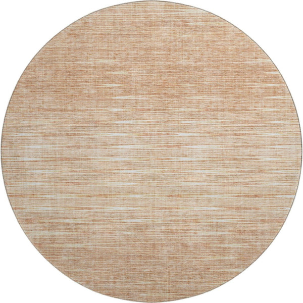 HomeRoots 8' Salmon and Ivory Abstract Round Rug - Washable, UV Protected, Durable & Stylish for Any Room 665780