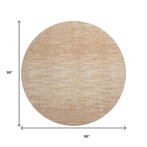 HomeRoots 8' Salmon and Ivory Abstract Round Rug - Washable, UV Protected, Durable & Stylish for Any Room 665780