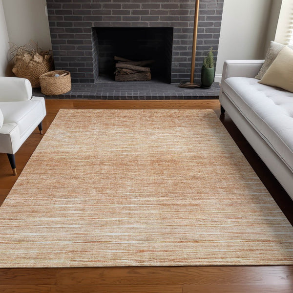 HomeRoots 8' X 10' Salmon and Ivory Abstract Area Rug - Soft, Washable, UV-Protected, Stain-Resistant Style Upgrade 665781