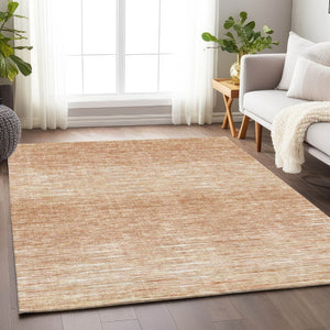 HomeRoots 8' X 10' Salmon and Ivory Abstract Area Rug - Soft, Washable, UV-Protected, Stain-Resistant Style Upgrade 665781