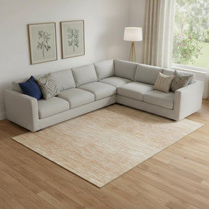 HomeRoots 8' X 10' Salmon and Ivory Abstract Area Rug - Soft, Washable, UV-Protected, Stain-Resistant Style Upgrade 665781
