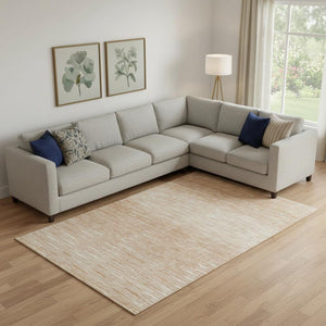 HomeRoots 9' X 12' Salmon and Ivory Abstract Area Rug - Stylish, Washable, UV-Protected for Busy Homes 665782