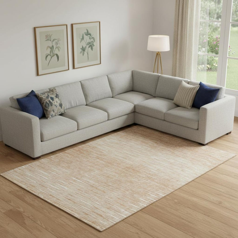 HomeRoots 10' X 14' Salmon and Ivory Abstract Area Rug – Durable, Washable, UV Protected for Modern Spaces 665783