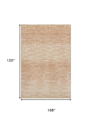 HomeRoots 10' X 14' Salmon and Ivory Abstract Area Rug – Durable, Washable, UV Protected for Modern Spaces 665783