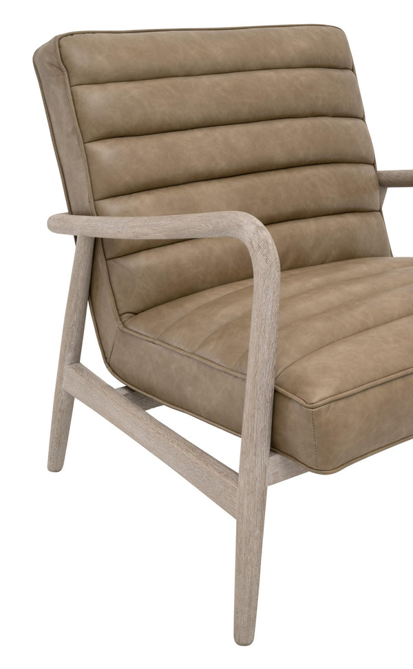 Essentials for Living Tahoe Club Chair Solid Oak Frame Vegan Leather Seat Contemporary Accent Seating 6658.IVT/NG