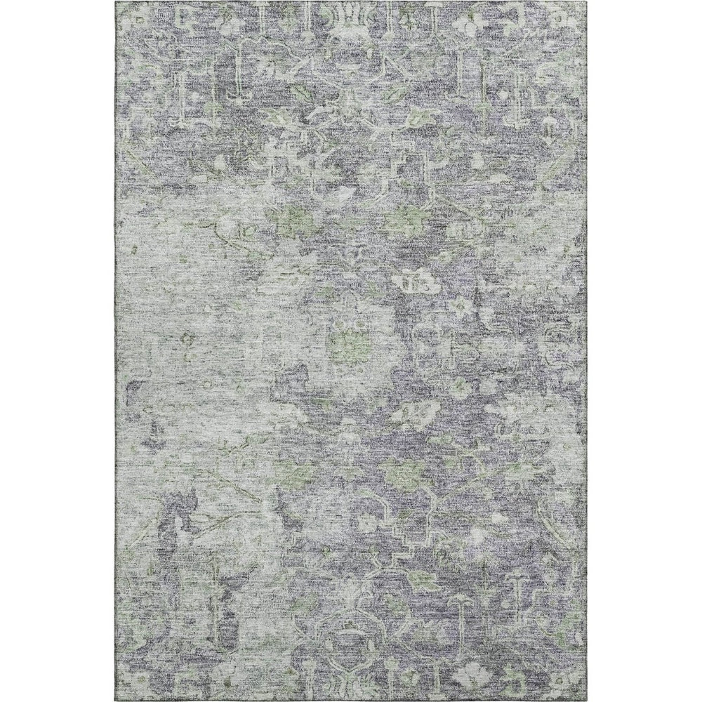 HomeRoots 5' X 8' Washable Plum & Purple Floral Area Rug - Durable, UV-Protected, Stain-Resistant Design! 665809