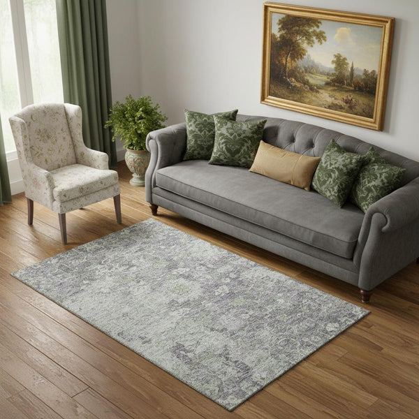 HomeRoots 5' X 8' Washable Plum & Purple Floral Area Rug - Durable, UV-Protected, Stain-Resistant Design! 665809