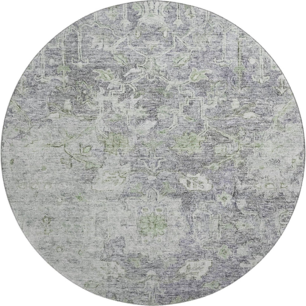 HomeRoots 8' Plum and Purple Floral Washable Round Rug - Stain Resistant, UV Protected, Family Friendly Décor Upgrade 665810