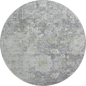 HomeRoots 8' Plum and Purple Floral Washable Round Rug - Stain Resistant, UV Protected, Family Friendly Décor Upgrade 665810