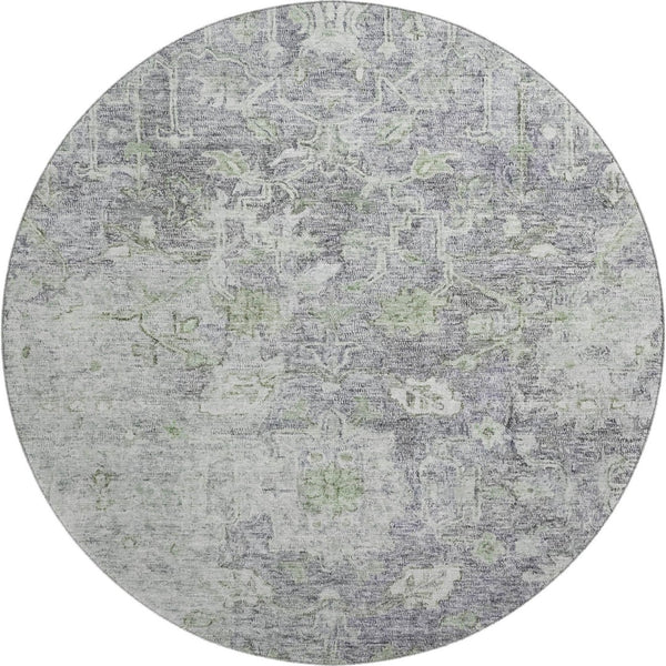 HomeRoots 8' Plum and Purple Floral Washable Round Rug - Stain Resistant, UV Protected, Family Friendly Décor Upgrade 665810