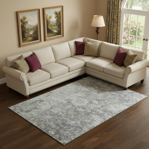 HomeRoots 8' X 10' Floral Washable Area Rug in Plum & Purple - UV Protected, Stain Resistant, Durable Design 665811