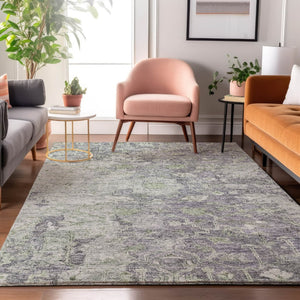 HomeRoots 8' X 10' Floral Washable Area Rug in Plum & Purple - UV Protected, Stain Resistant, Durable Design 665811