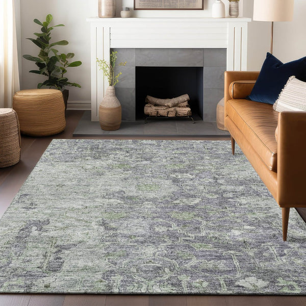HomeRoots 8' X 10' Floral Washable Area Rug in Plum & Purple - UV Protected, Stain Resistant, Durable Design 665811