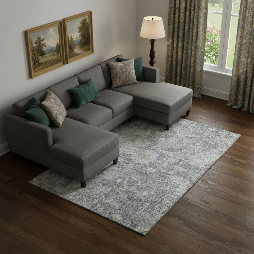HomeRoots 9' X 12' Floral Area Rug in Plum & Purple – Washable, UV Protected, Durable for High-Traffic Homes 665812