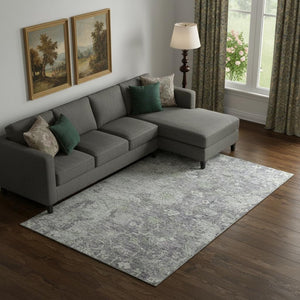 HomeRoots 10' Plum & Purple Floral Washable Area Rug - UV Protected, Stain Resistant, Perfect for Family Spaces 665813