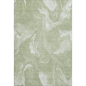 HomeRoots 8' X 10' Artichoke Green & Ivory Abstract Washable Area Rug - UV Protected, Easy Care, Stylish Design 665817