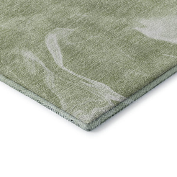 HomeRoots 9' X 12' Artichoke Green & Ivory Abstract Area Rug - Washable, Durable, UV Protected for Any Space 665818