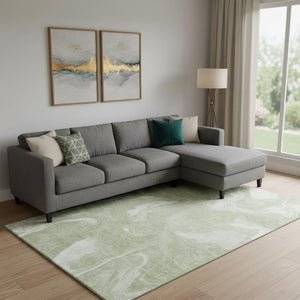 HomeRoots 10' X 14' Artichoke Green Washable Area Rug with UV Protection – Durable, Stylish, Pet-Friendly Design 665819
