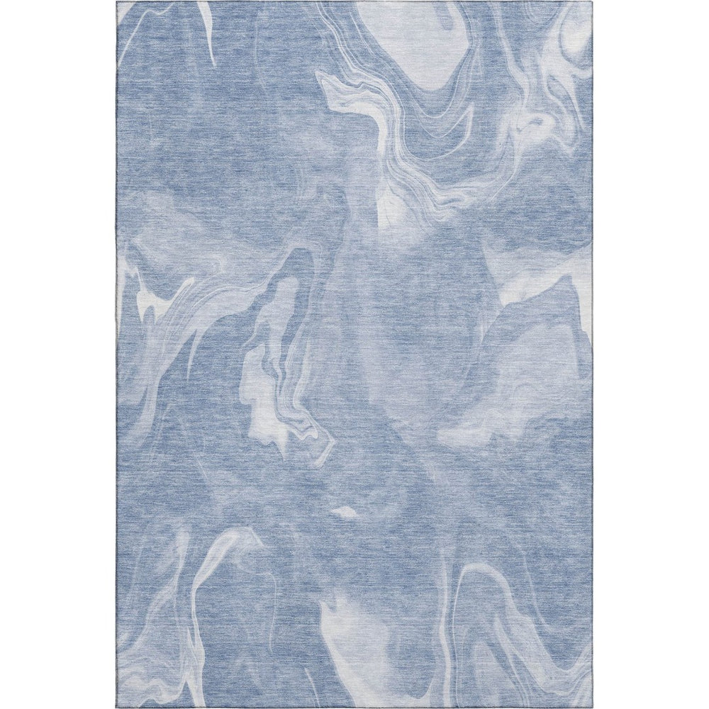 HomeRoots 5' X 8' Blue & Ivory Abstract Area Rug – Washable, UV Protected, Durable & Stylish for Every Room 665821
