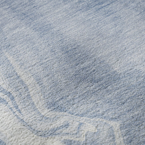 HomeRoots 8' X 10' Blue and Ivory Abstract Area Rug - Washable, UV Protected, Durable, and Stylish Design! 665823