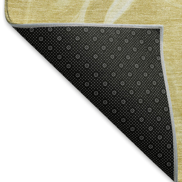 HomeRoots 5' X 8' Gold and Ivory Abstract Washable Area Rug – Stylish, Durable, UV-Protected for Busy Homes! 665833