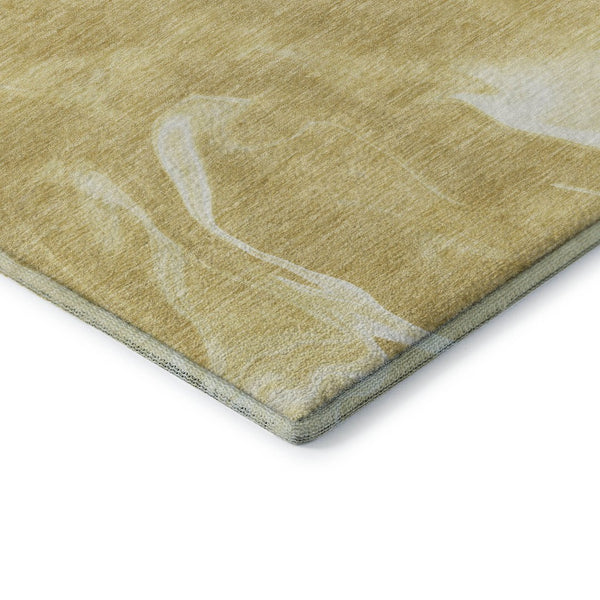 HomeRoots 10' X 14' Gold And Ivory Abstract Area Rug - Washable, Stain Resistant & UV Protected for Homes 665837