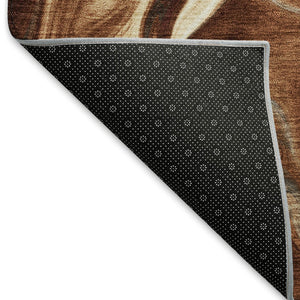 HomeRoots 5' X 8' Modern Abstract Area Rug in Rust, Ivory & Beige - Washable, UV Protected, Durable Design 665839