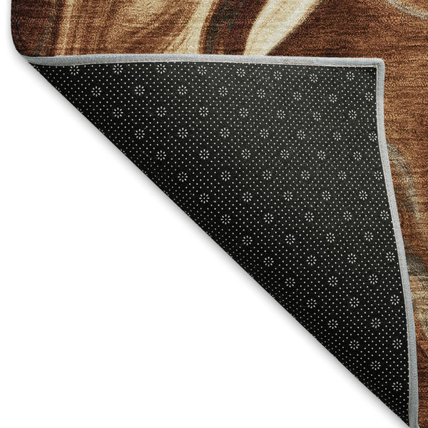 HomeRoots 5' X 8' Modern Abstract Area Rug in Rust, Ivory & Beige - Washable, UV Protected, Durable Design 665839